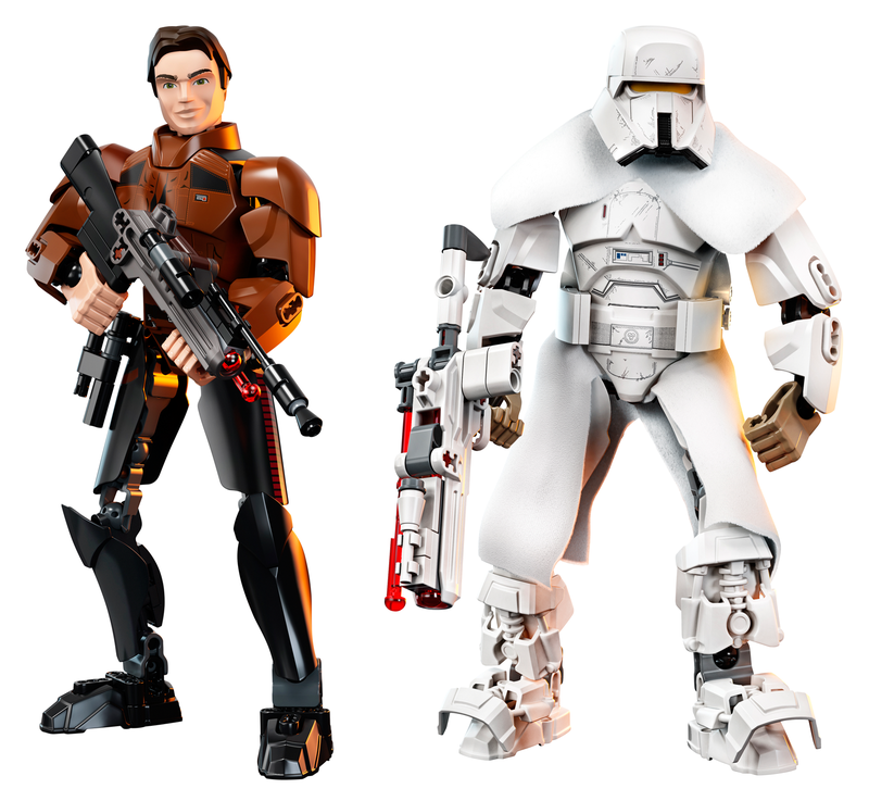 Constraction Han Solo and Imperial Range Trooper, $14.99 each.